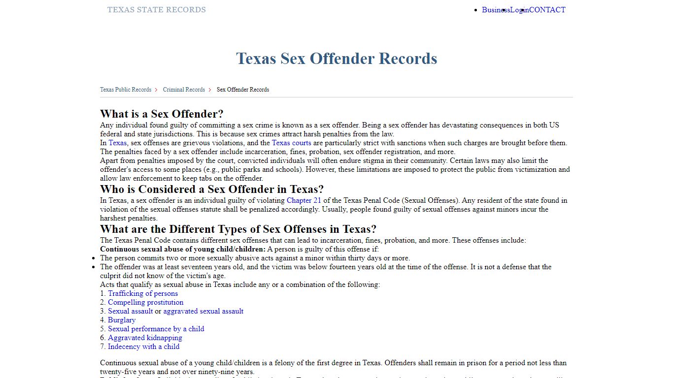 Texas Sex Offender Records | StateRecords.org